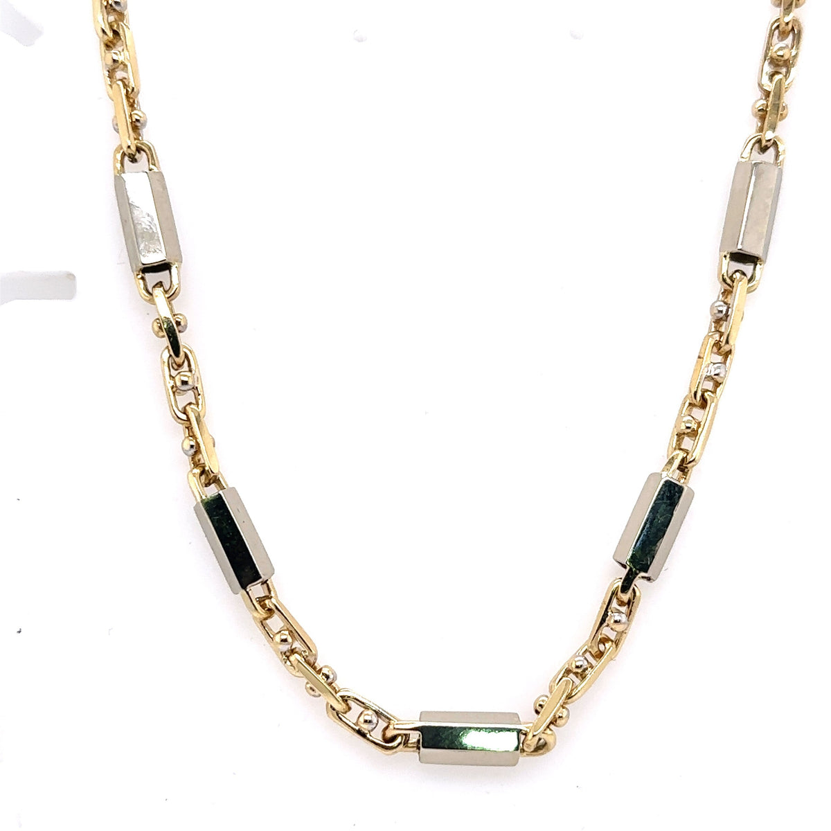 14k Two Tone Gold Fancy Men's Chain Necklace, 43.8g, 22, S107604