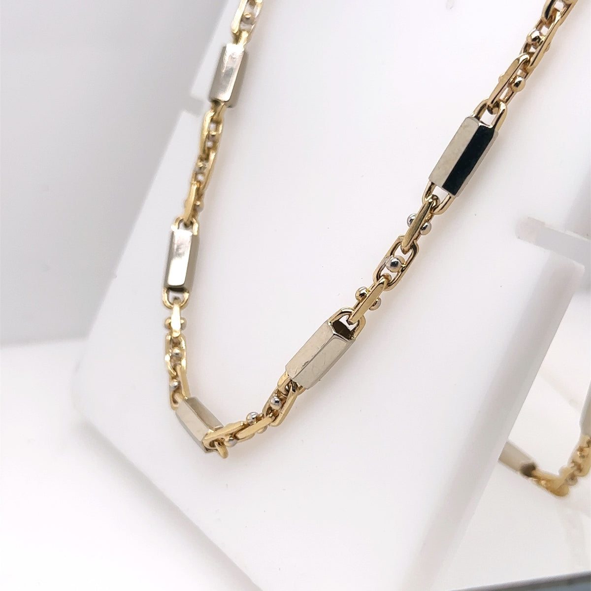 14k Two Tone Gold Fancy Men's Chain Necklace, 43.8g, 22, S107604