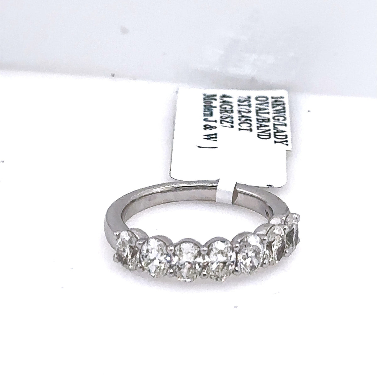 14k White Gold 2.45CT Oval Cut Diamond Ladies Band, 4.4g, Size 7, S107619