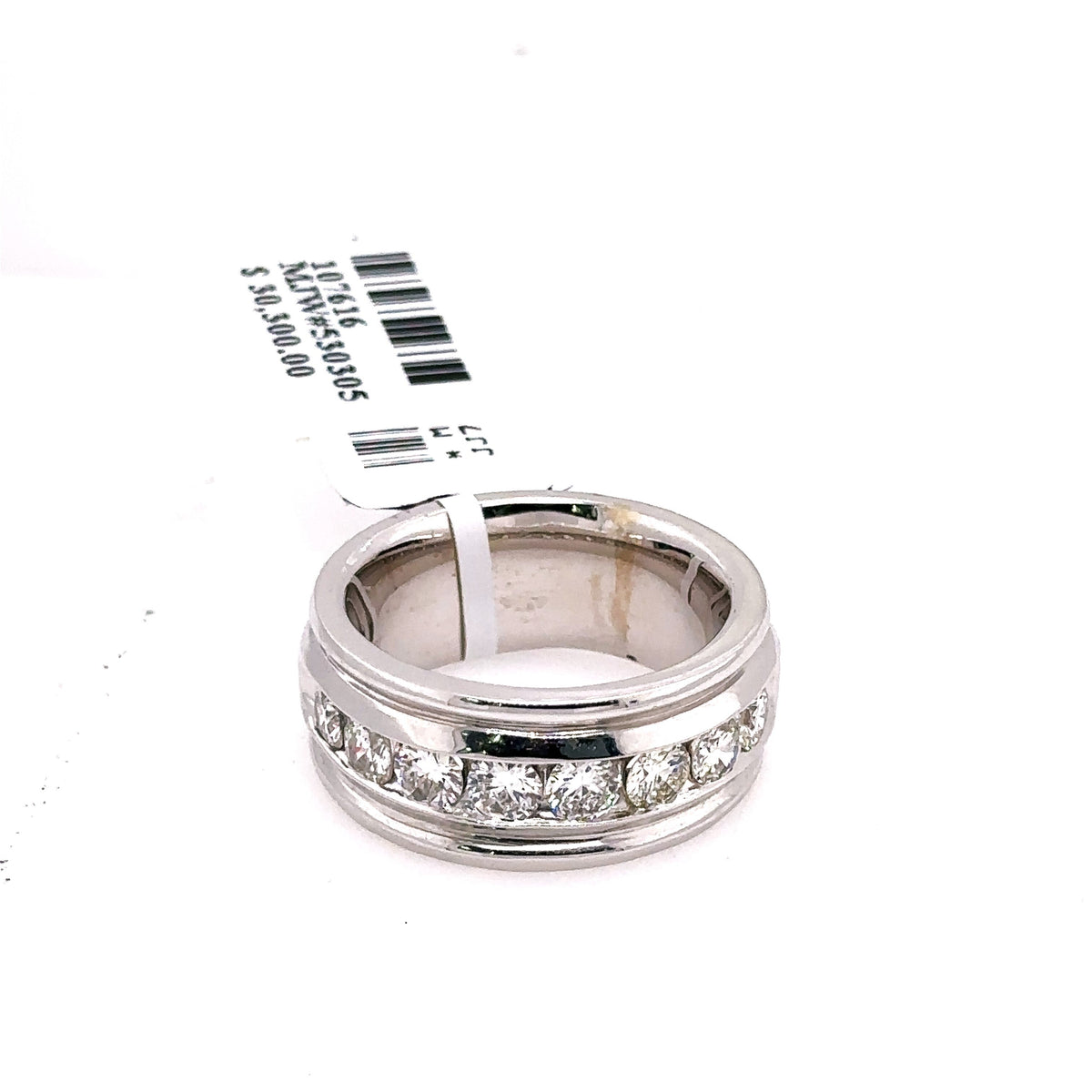 14k White Gold 2.50 CT Diamond Men's Wedding Band, 22.2g, Size 10.5, S107616