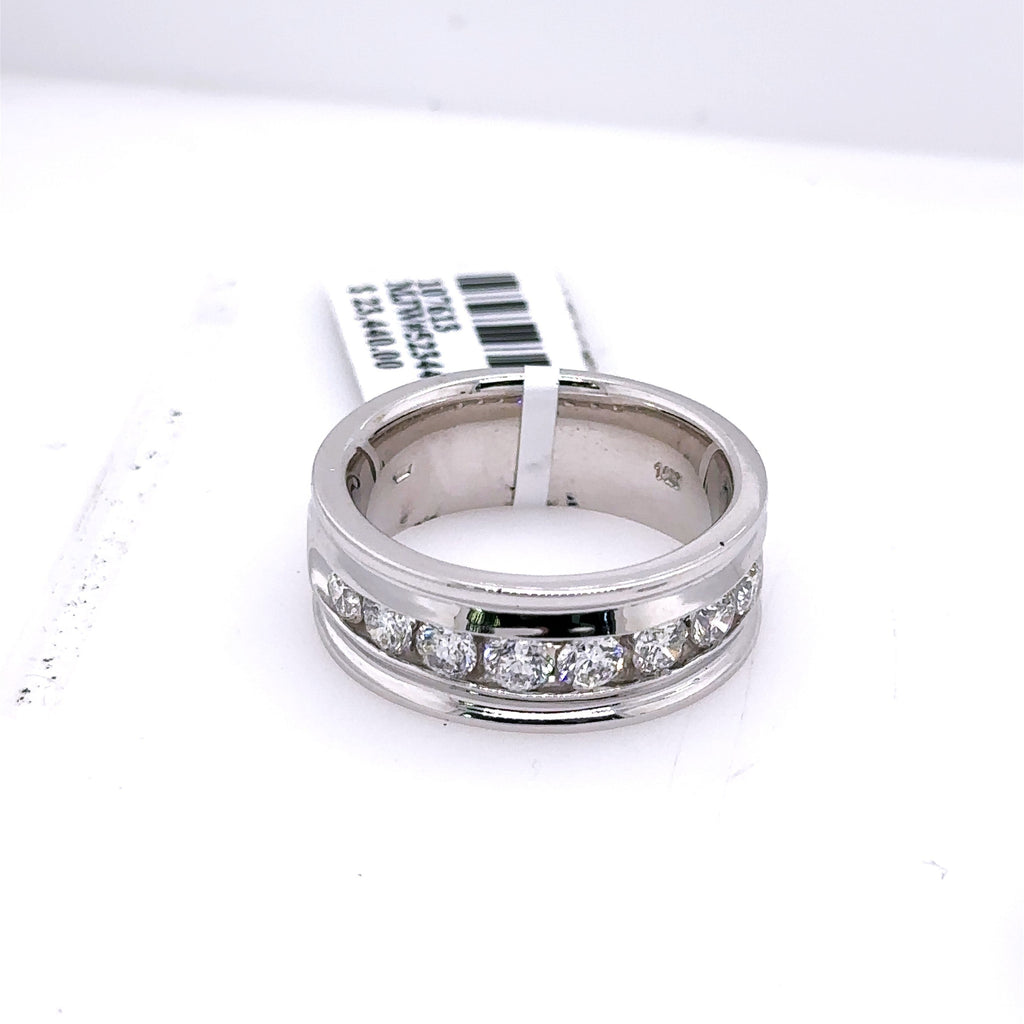 14k White Gold 2.00 CT Diamond Men's Wedding Band, 16.7g, Size 10.5, S107613
