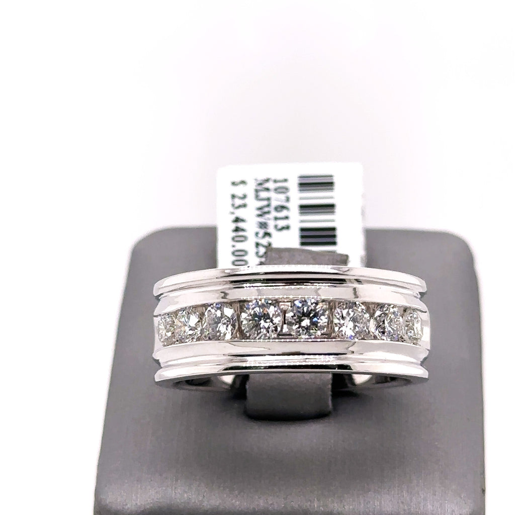 14k White Gold 2.00 CT Diamond Men's Wedding Band, 16.7g, Size 10.5, S107613