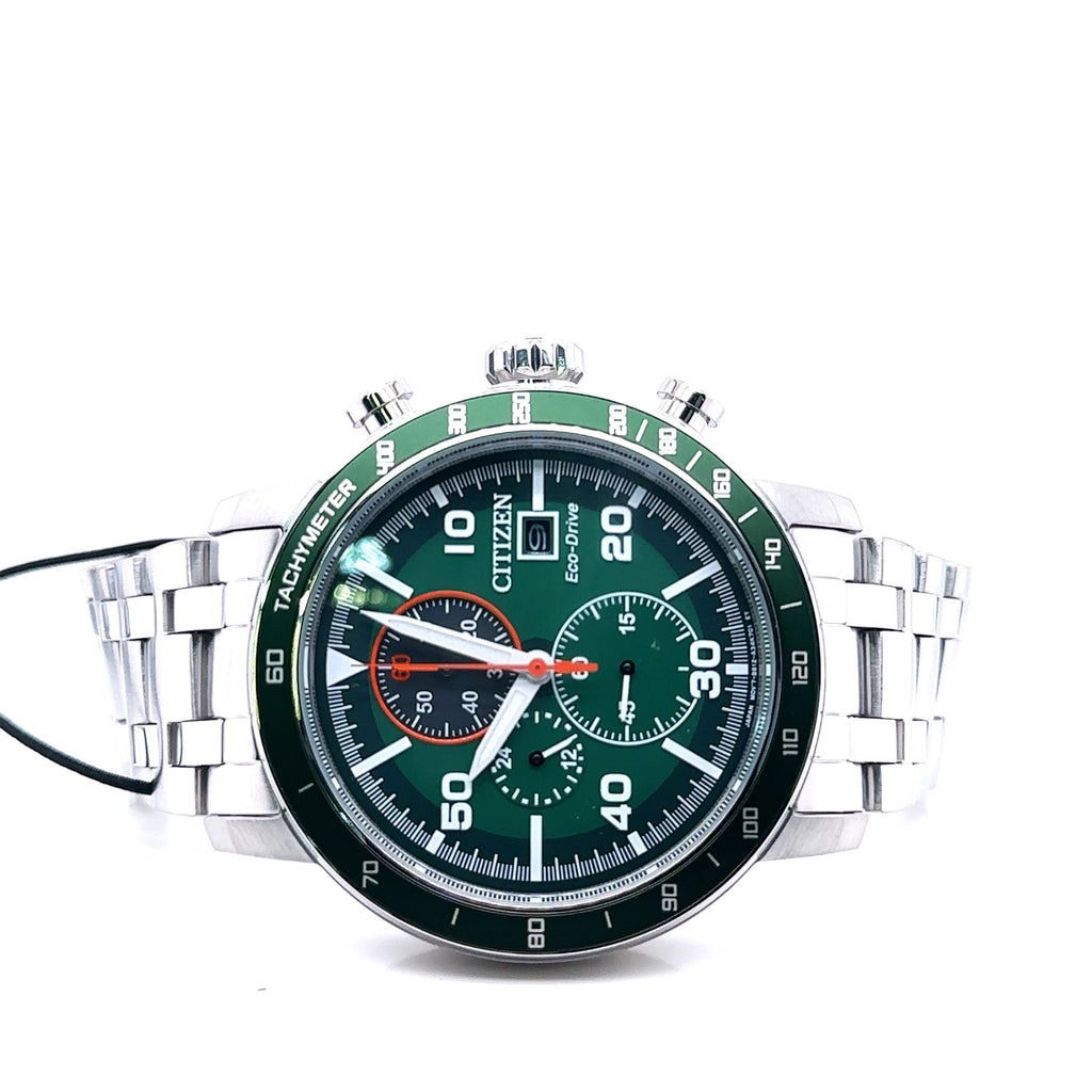 Citizen Brycen Eco Drive 44mm Green Dial Stainless Steel Watch CA0851-56X