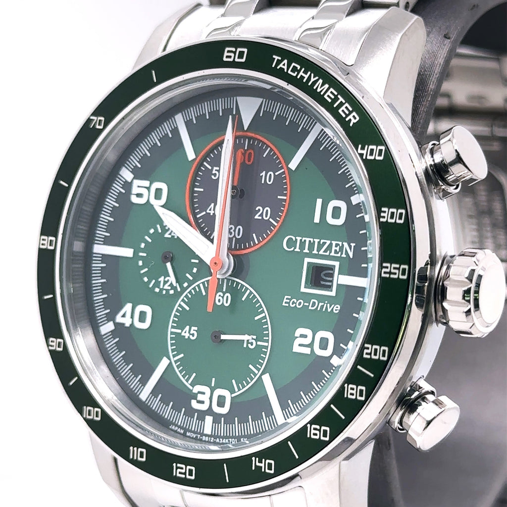 Citizen Brycen Eco Drive 44mm Green Dial Stainless Steel Watch CA0851-56X