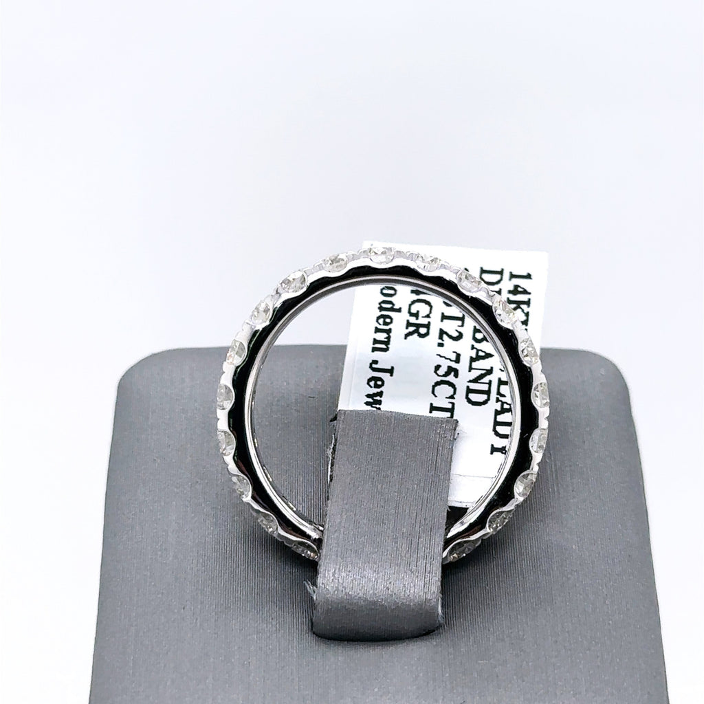 14k White Gold 2.75 CT Diamond Ladies Wedding Band, 4.4G, Size 7,  S15944