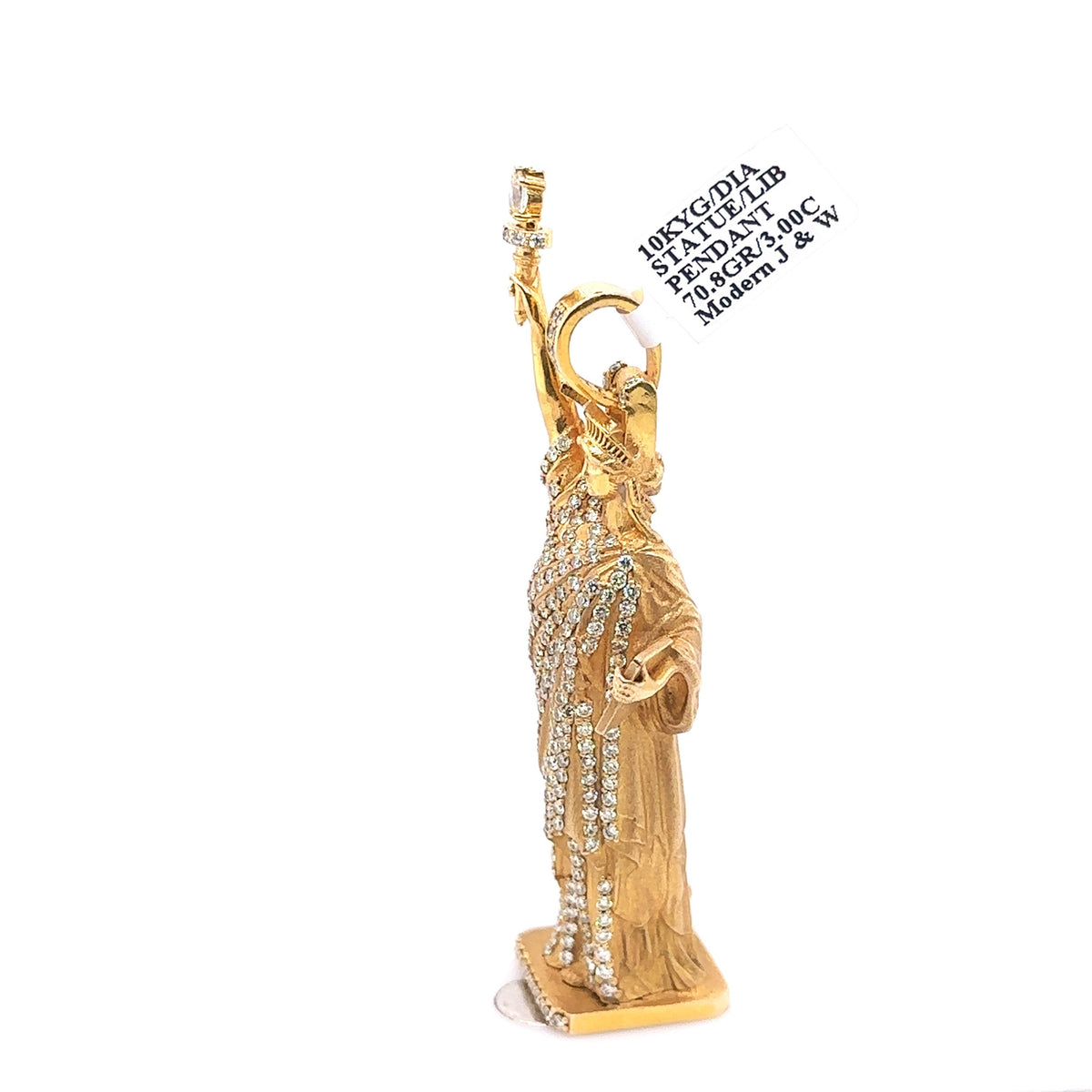 10k Yellow Gold 2.50 CT Diamond Statue Of Liberty Pendant, 70.8gm S107635