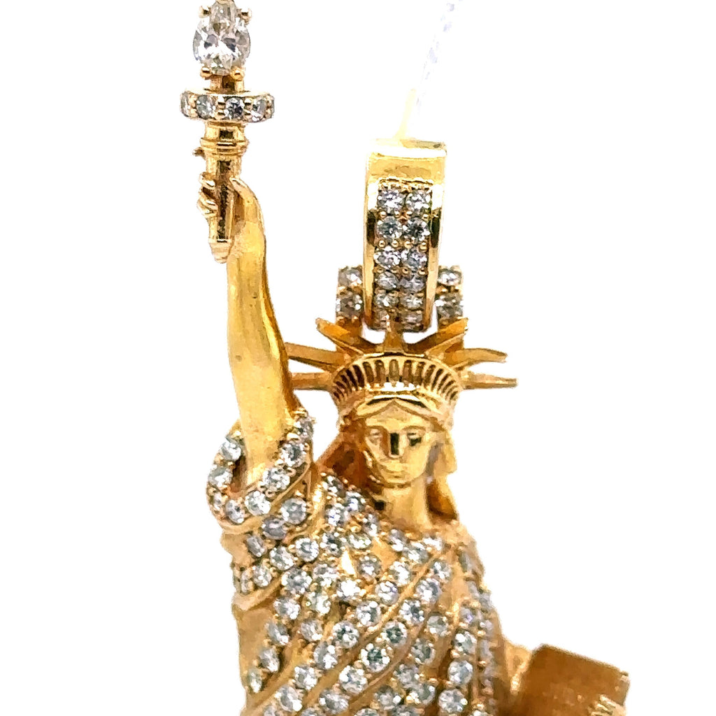 10k Yellow Gold 2.50 CT Diamond Statue Of Liberty Pendant, 70.8gm S107635