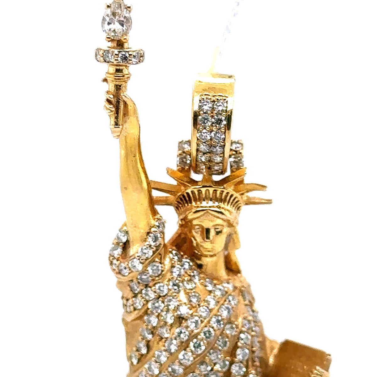 10k Yellow Gold 2.50 CT Diamond Statue Of Liberty Pendant, 70.8gm S107635
