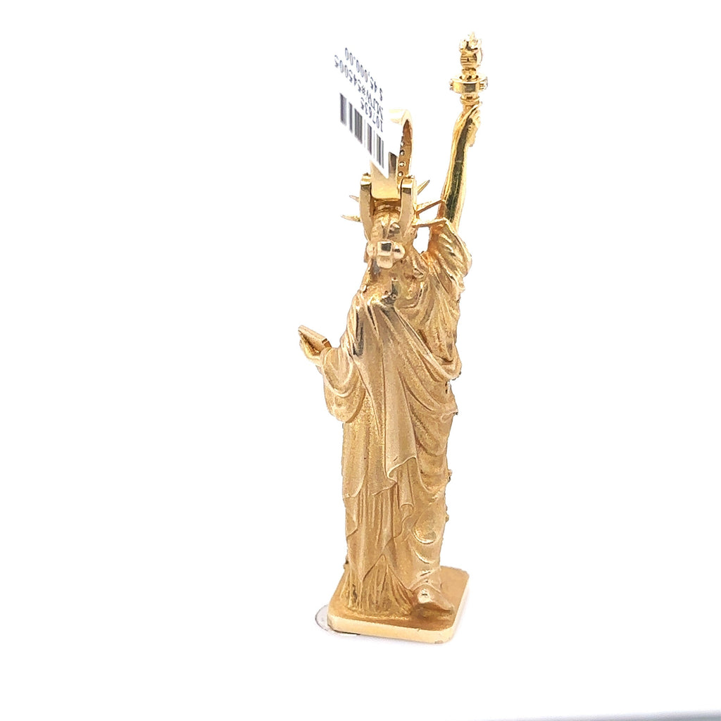 10k Yellow Gold 2.50 CT Diamond Statue Of Liberty Pendant, 70.8gm S107635