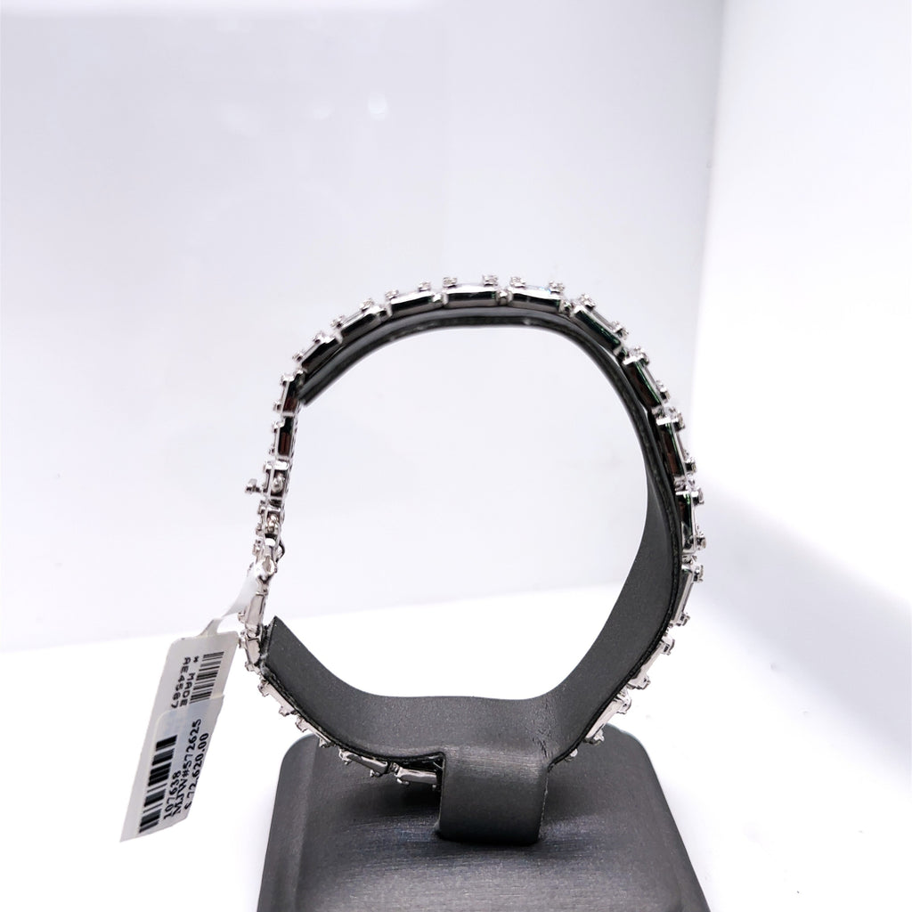 14k White Gold 9.50CT Baguette Diamond Tennis Bracelet, 8", 28.4G S107638