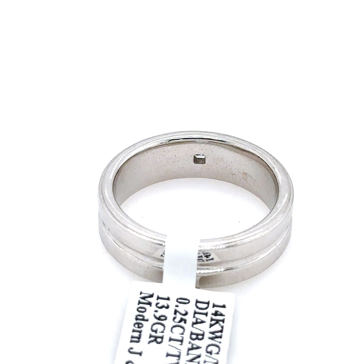 14k White Gold 0.25CT Diamond Men's Wedding Band, 13.9g, Size 11, S107644