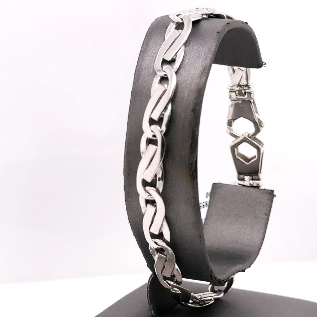 14k White Gold Fancy Men's Chain Bracelet, 35.9g, 8", S107659