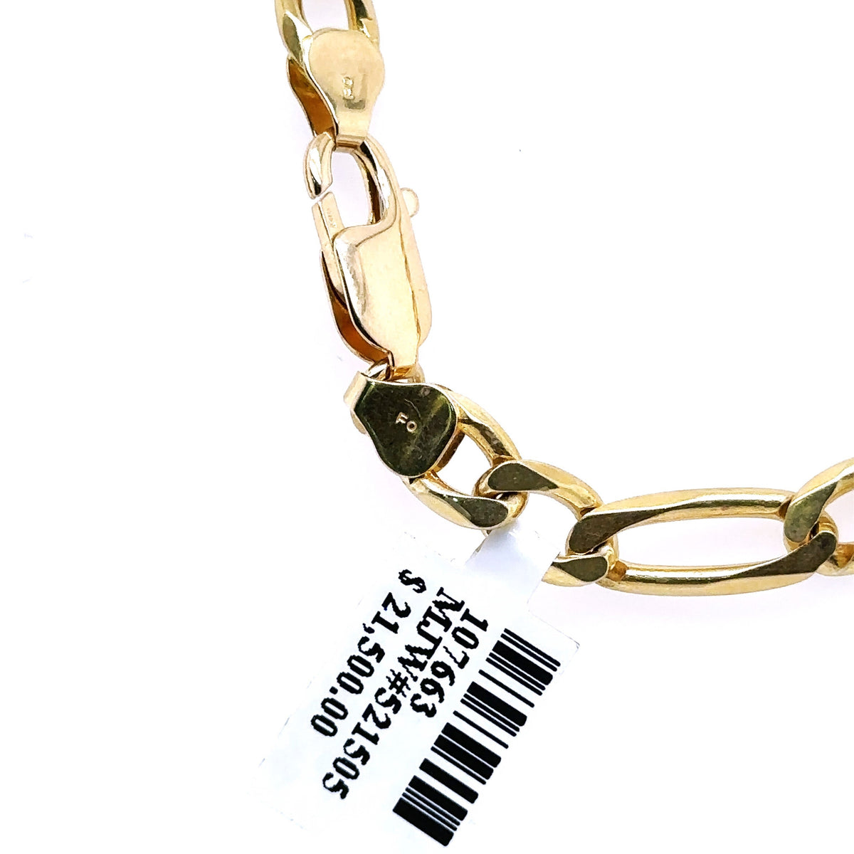 14K Yellow Gold Mens Figaro Link Chain Necklace, 47.8G, 24'  6.0mm S107663