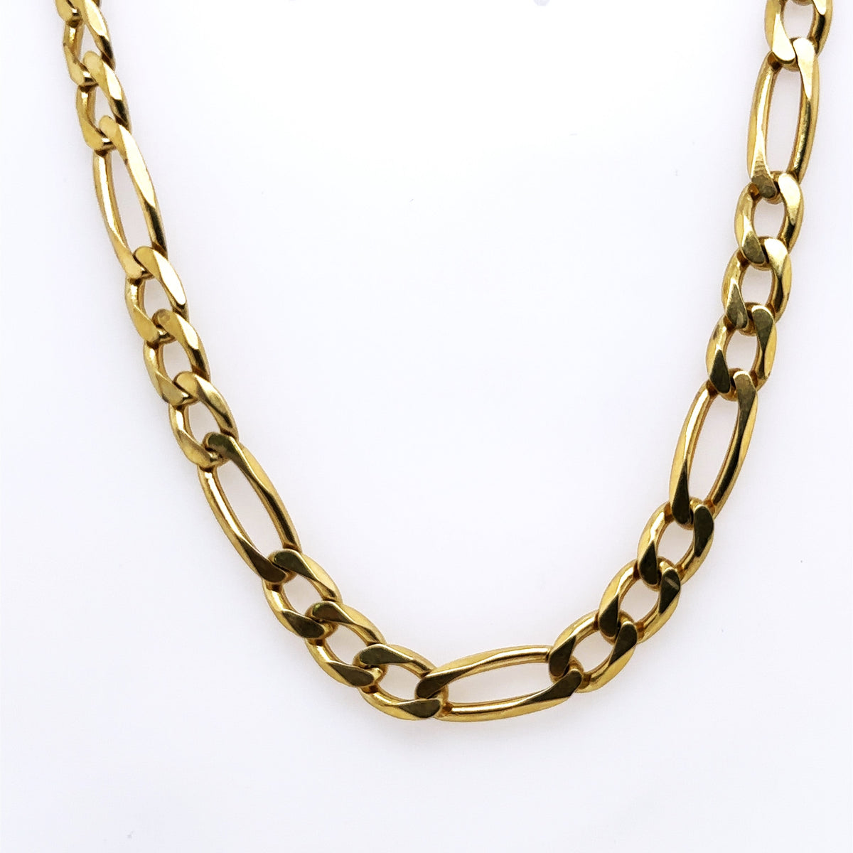 14K Yellow Gold Mens Figaro Link Chain Necklace, 47.8G, 24'  6.0mm S107663