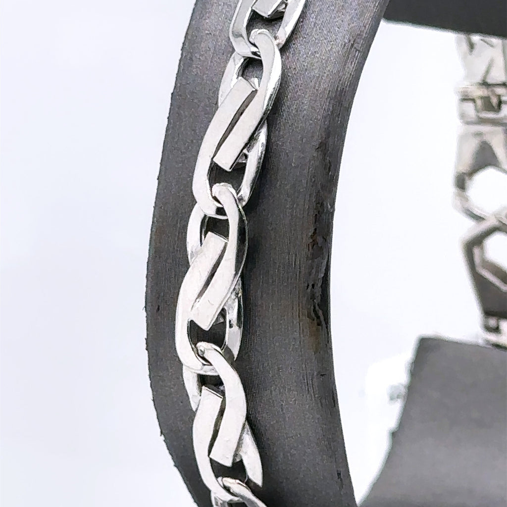 14k White Gold Fancy Men's Chain Bracelet, 35.9g, 8", S107659