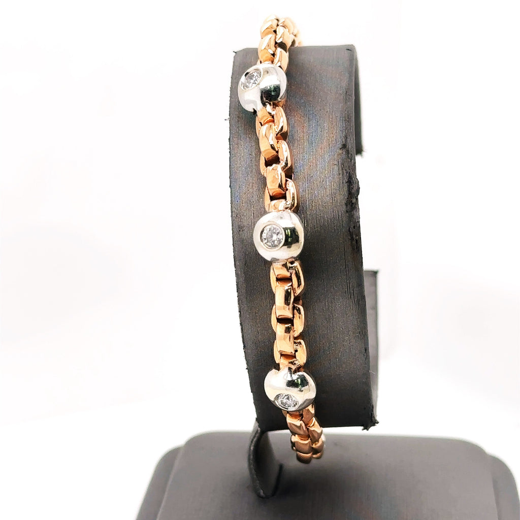 14k Rose Gold 0.65CT bezel Diamond Ladies Bracelet, 13.3gm, S15384