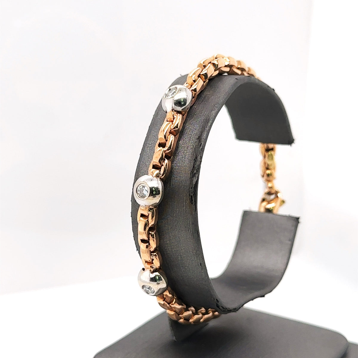 14k Rose Gold 0.65CT bezel Diamond Ladies Bracelet, 13.3gm, S15384