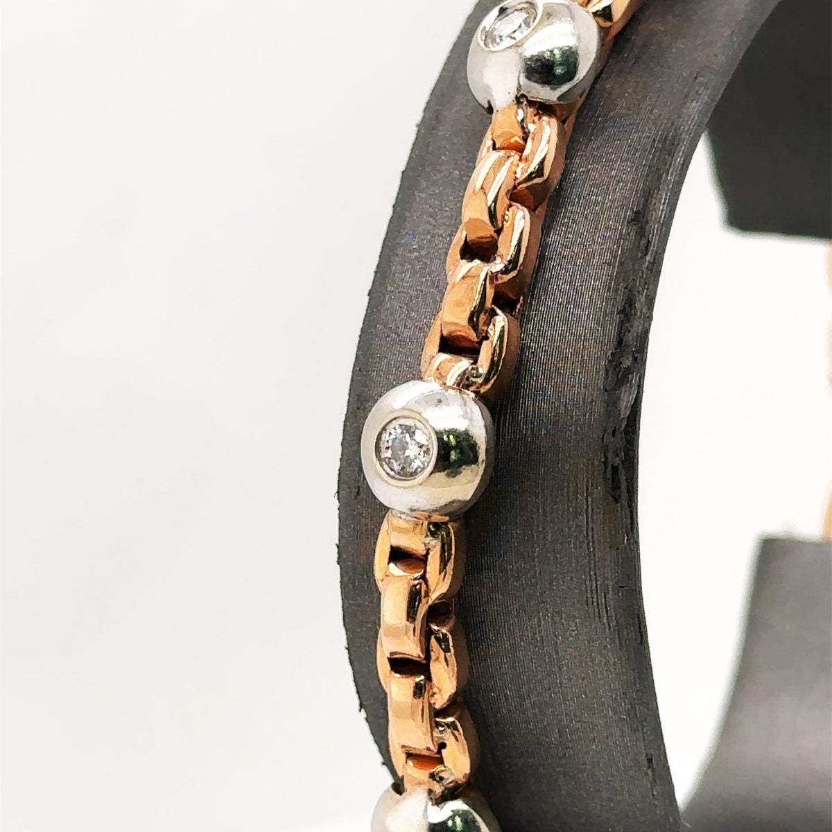 14k Rose Gold 0.65CT bezel Diamond Ladies Bracelet, 13.3gm, S15384