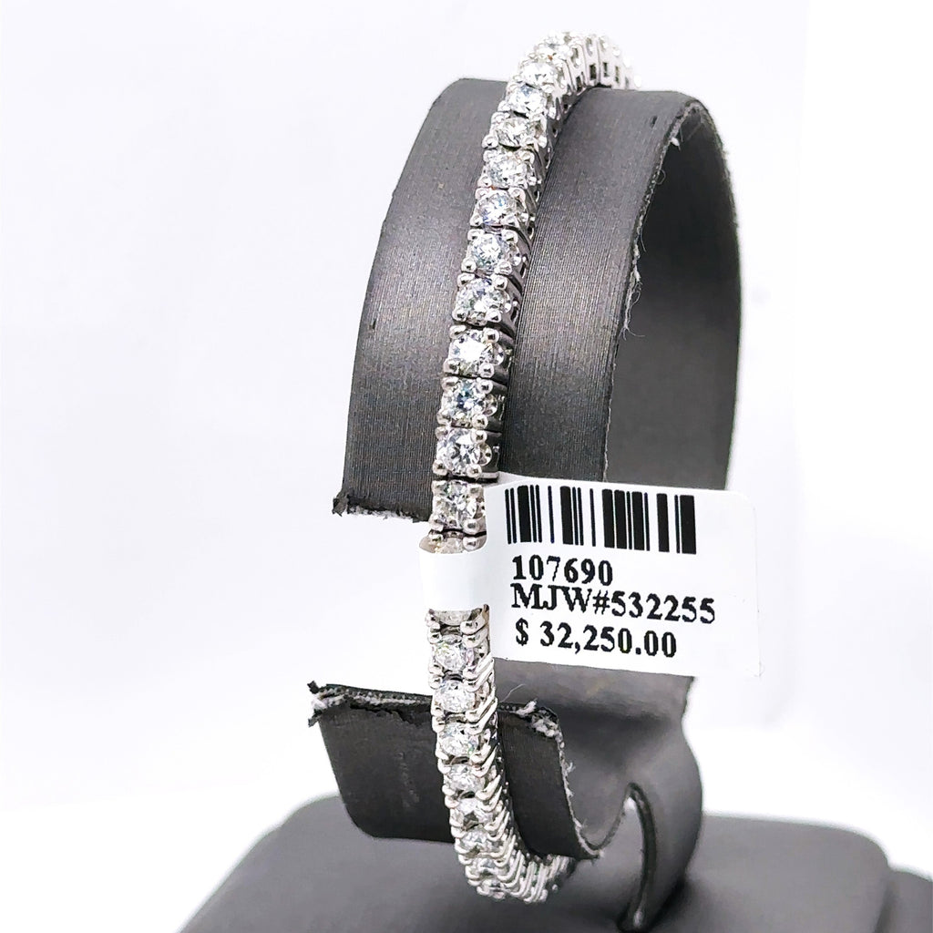 14k White Gold 4.90CT Diamond Ladies Stretched Bangle Bracelet, 18.2g, S107690