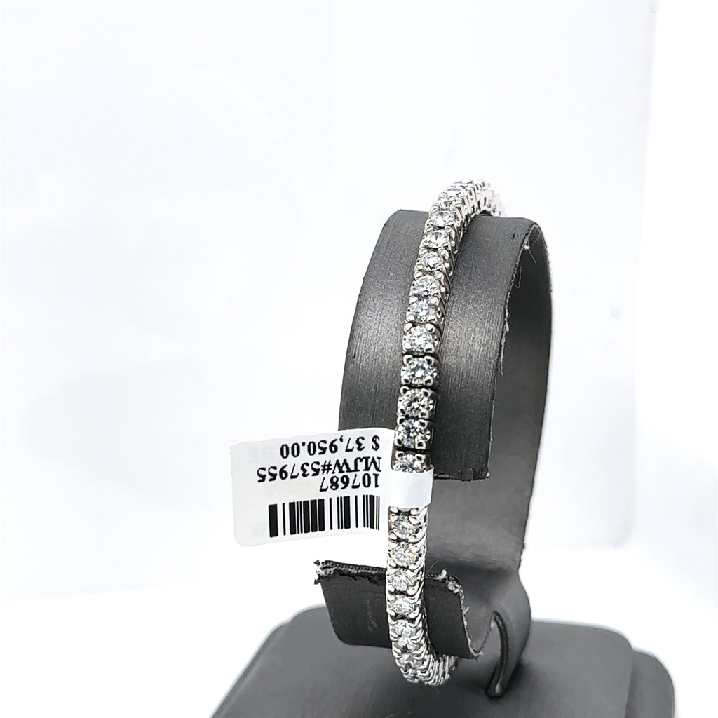 14k White Gold 6.00CT Diamond Ladies Stretched bangle Bracelet, 21.4g  S107687