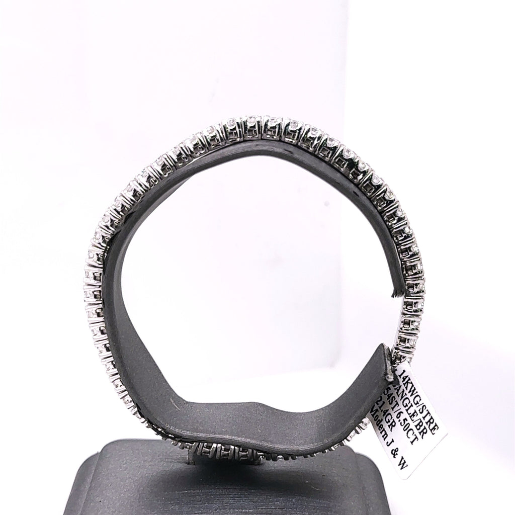 14k White Gold 6.00CT Diamond Ladies Stretched bangle Bracelet, 21.4g  S107687