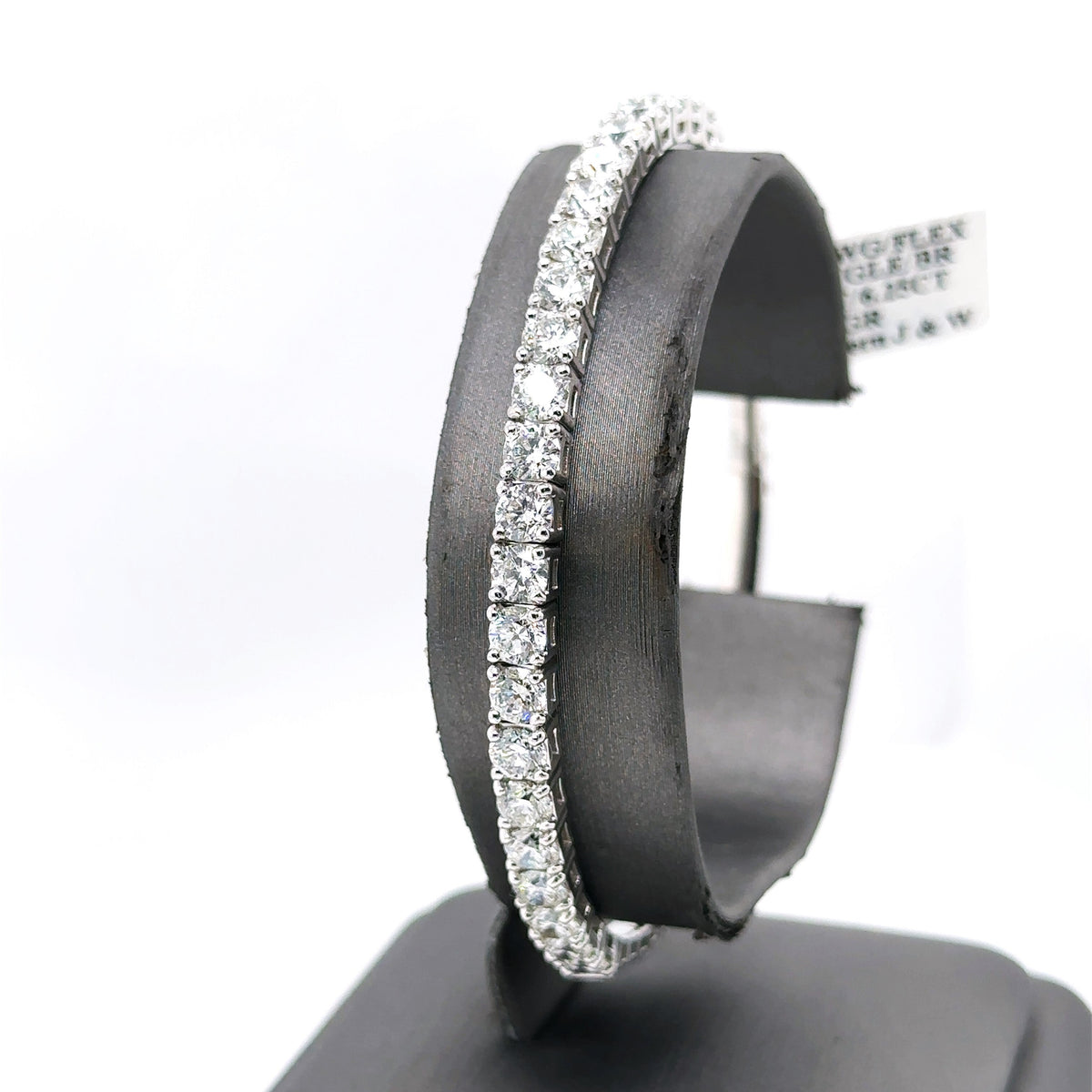 14k White Gold 5.75CT Diamond Flexible bangle Bracelet, 16.9g, S107682