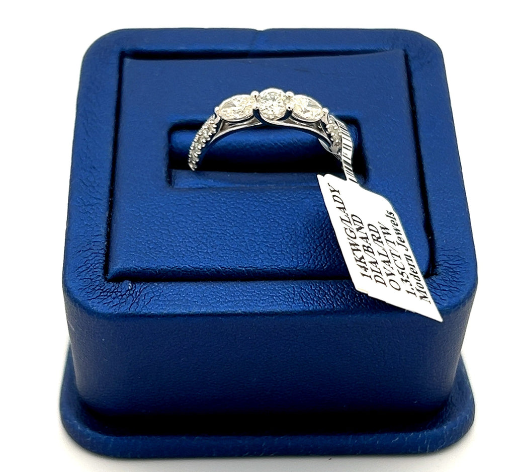 14k White Gold 1.10 CT Baguette & Round Diamond Ring, 2.9gm, size 7 S16308