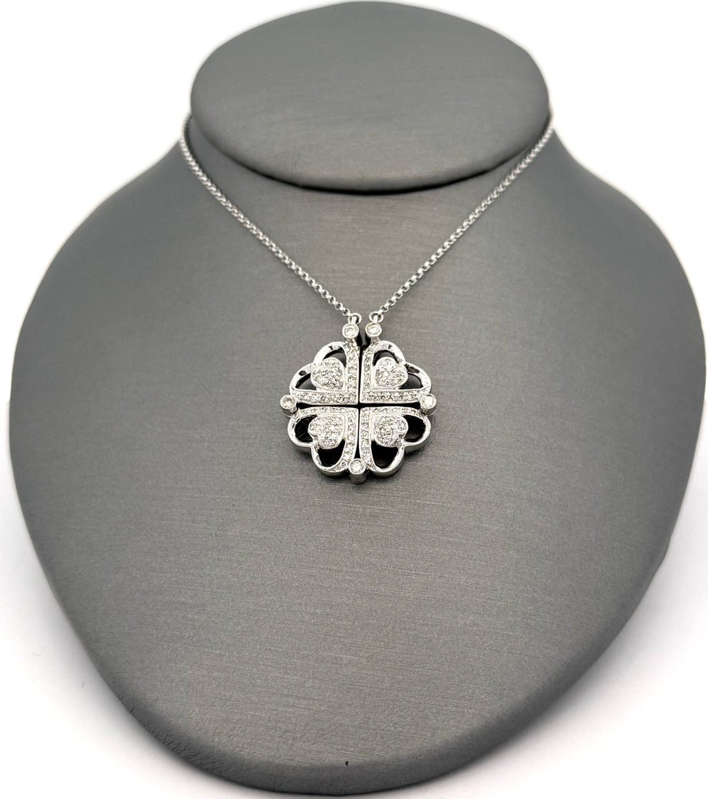 14k WYG 0.25 CT Diamond Ladies Foalding Heart Pendant Necklace, 6.5g, S108789