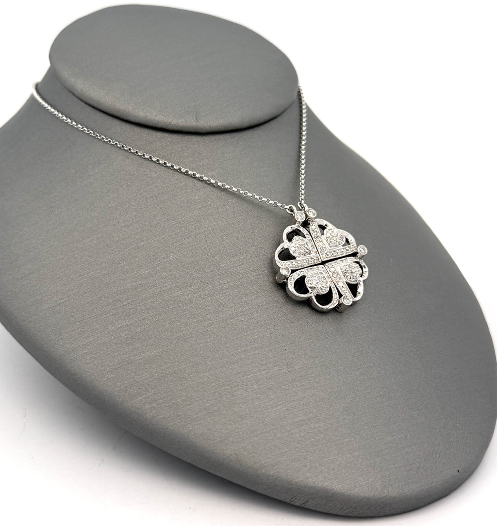 14k WYG 0.25 CT Diamond Ladies Foalding Heart Pendant Necklace, 6.5g, S108789