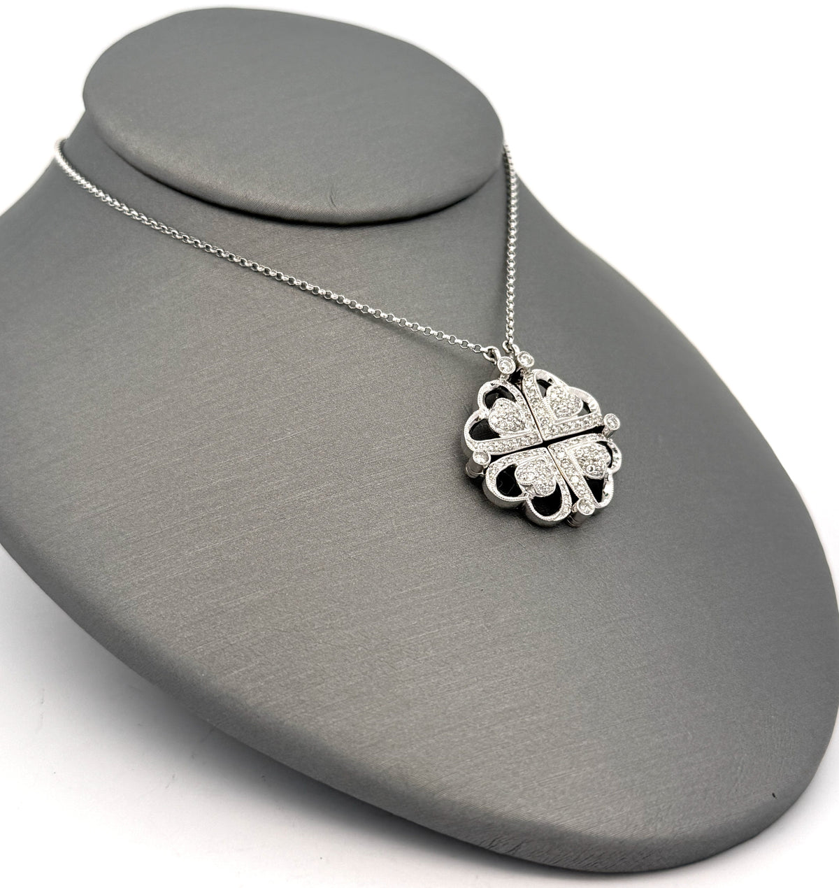 14k WYG 0.25 CT Diamond Ladies Foalding Heart Pendant Necklace, 6.5g, S108789