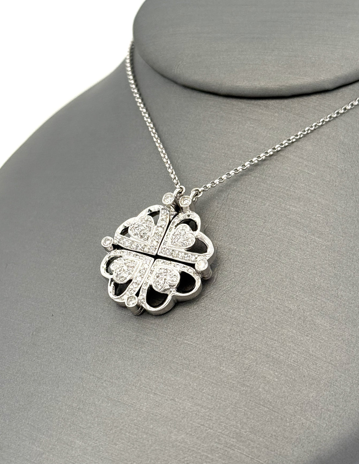 14k WYG 0.25 CT Diamond Ladies Foalding Heart Pendant Necklace, 6.5g, S108789