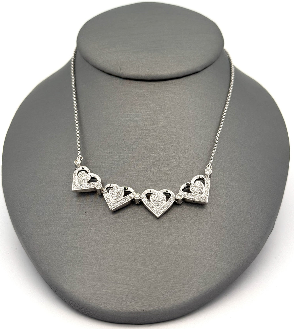 14k WYG 0.25 CT Diamond Ladies Foalding Heart Pendant Necklace, 6.5g, S108789