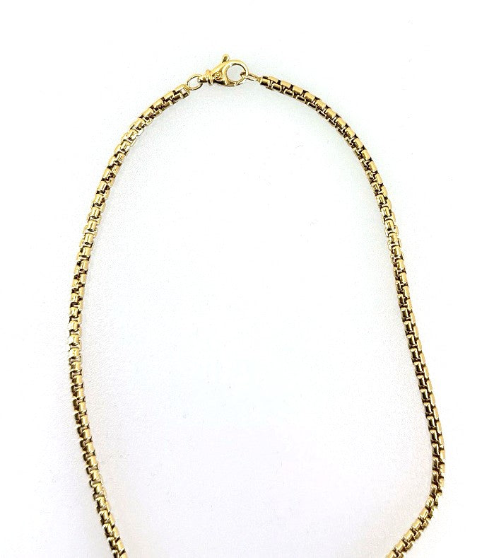 David Yurman 3.4 mm Men's Box Chain Necklace 18K Gold, 22", S108803 (Pre-owned)