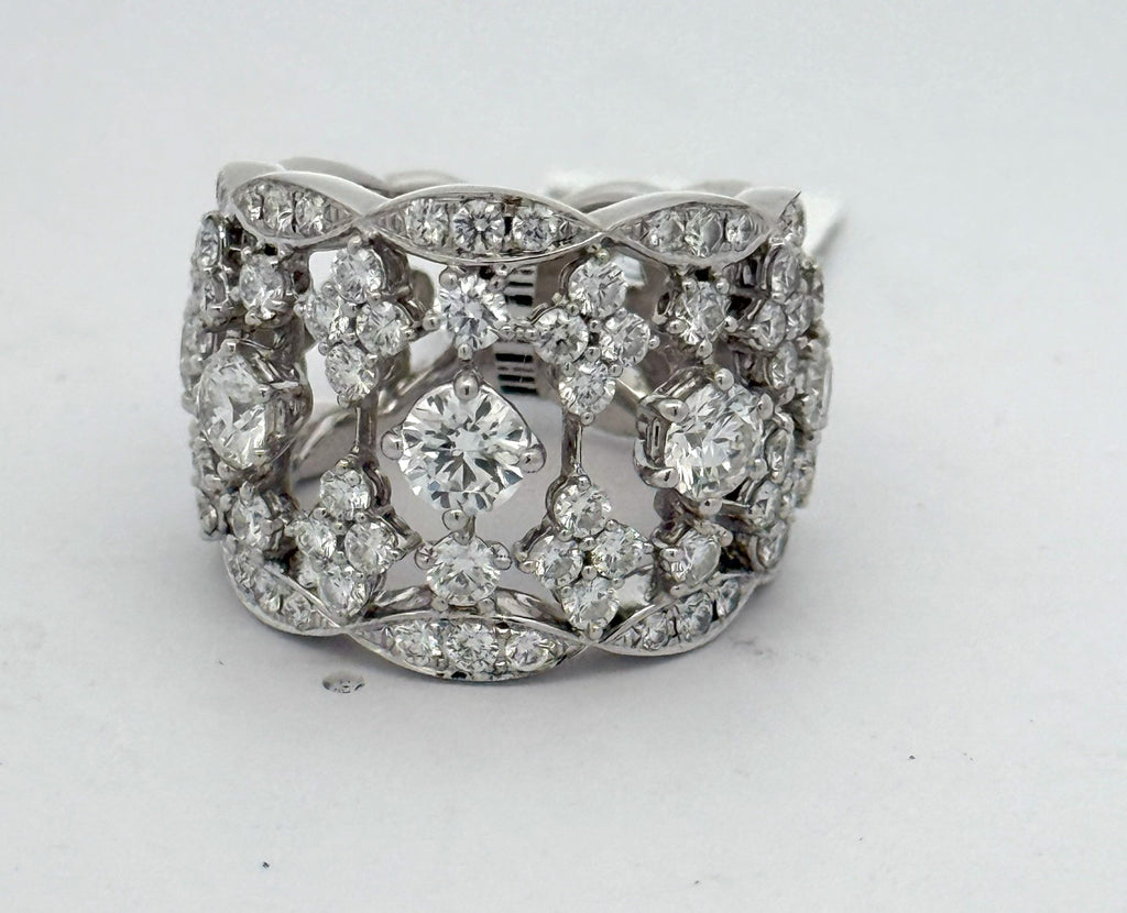 18K White Gold 3.5CT Diamond Ladies Cocktail Ring, 15.0gm Size 6 S16552