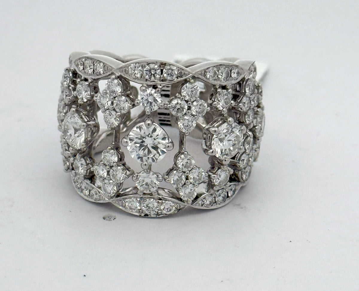18K White Gold 3.5CT Diamond Ladies Cocktail Ring, 15.0gm Size 6 S16552