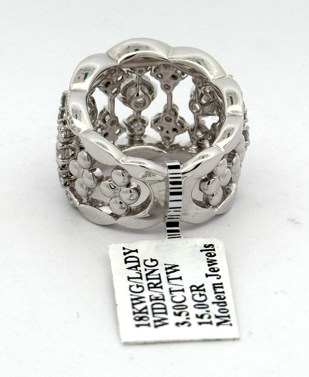 18K White Gold 3.5CT Diamond Ladies Cocktail Ring, 15.0gm Size 6 S16552