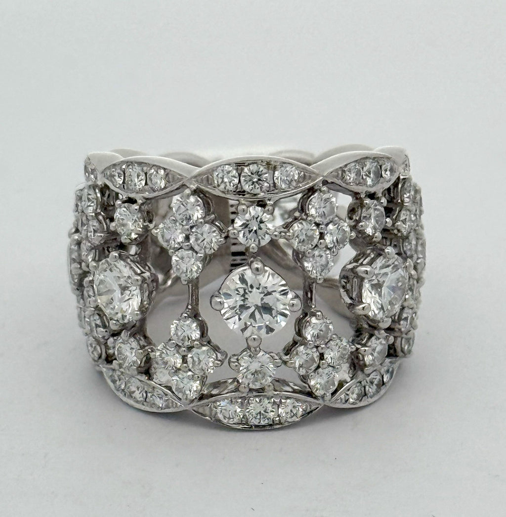 18K White Gold 3.5CT Diamond Ladies Cocktail Ring, 15.0gm Size 6 S16552