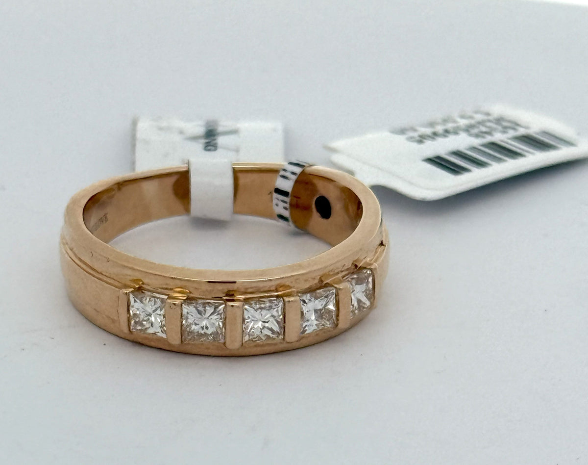 14k Yellow Gold 1.0CT Princess Diamond Men's Wedding Band 6.3g Size 10 S16548