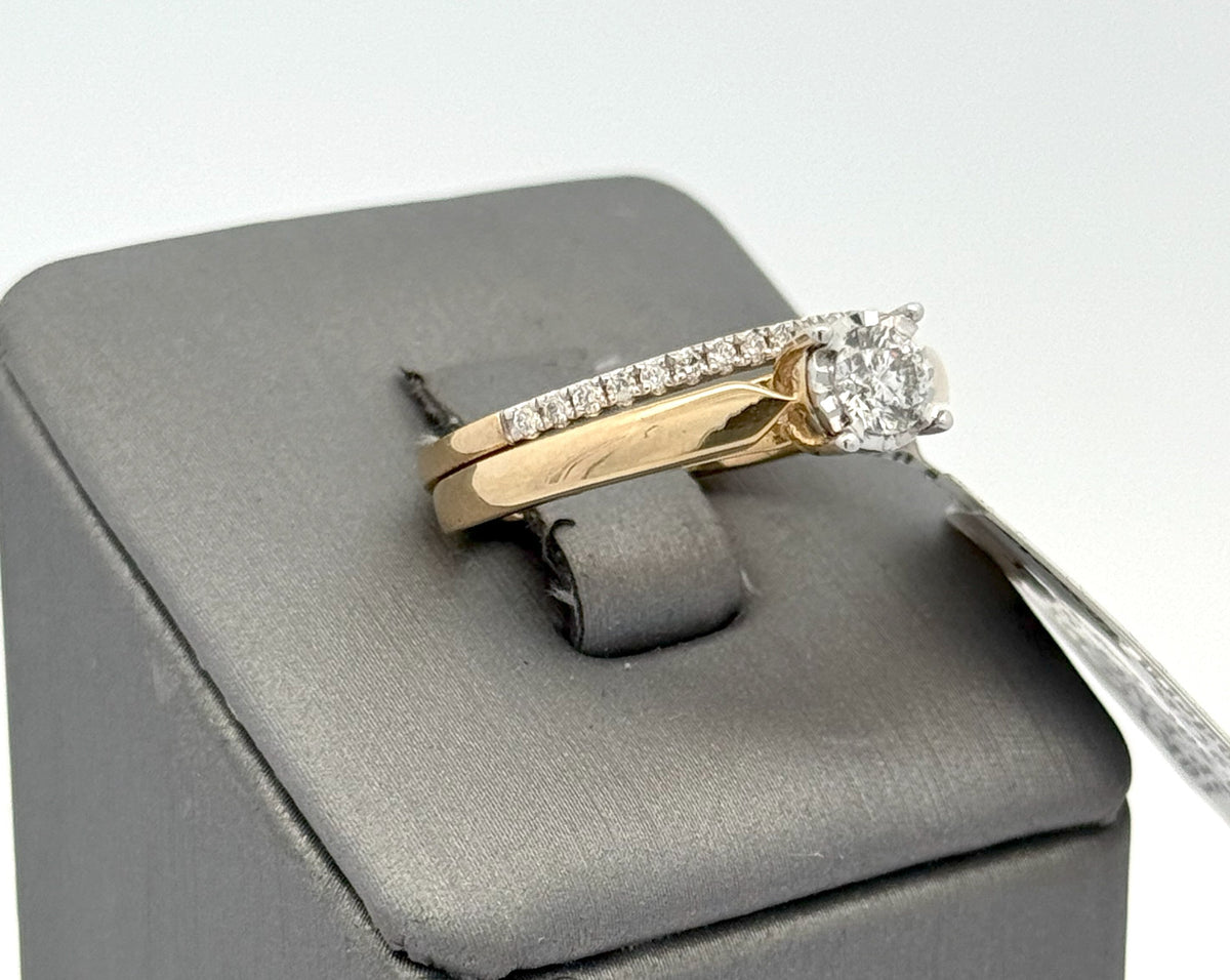 10k Yellow Gold 0.50 CT Diamond Wedding & Engagement Ring Set, 3.9g, S16543