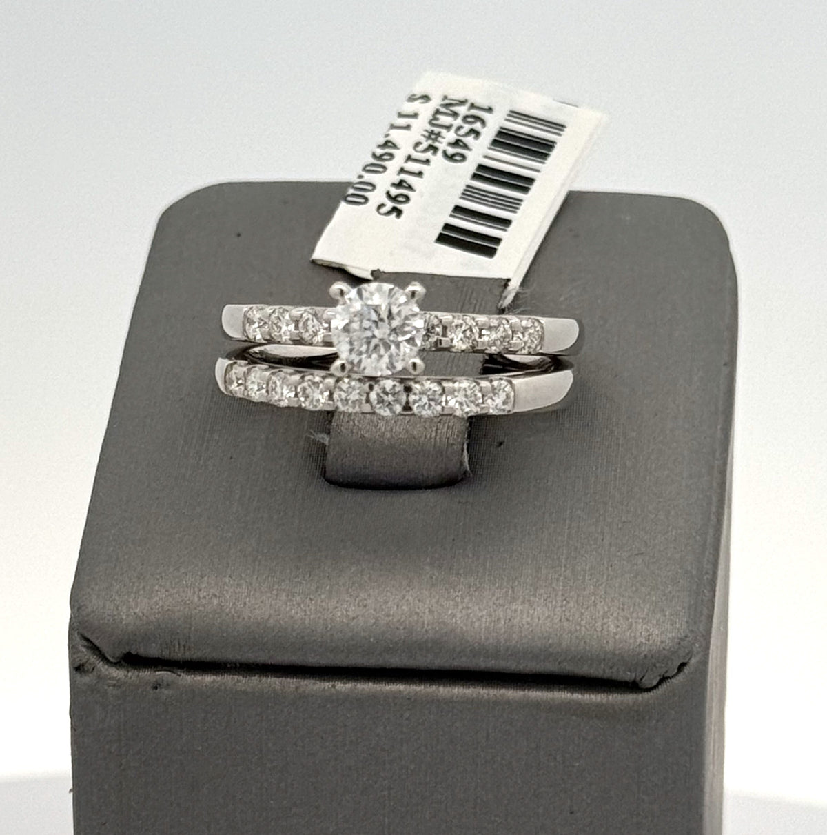 Platinum 1.50 CT Diamond Engagement Ring Set, Size 7, 9.3gm, S16549