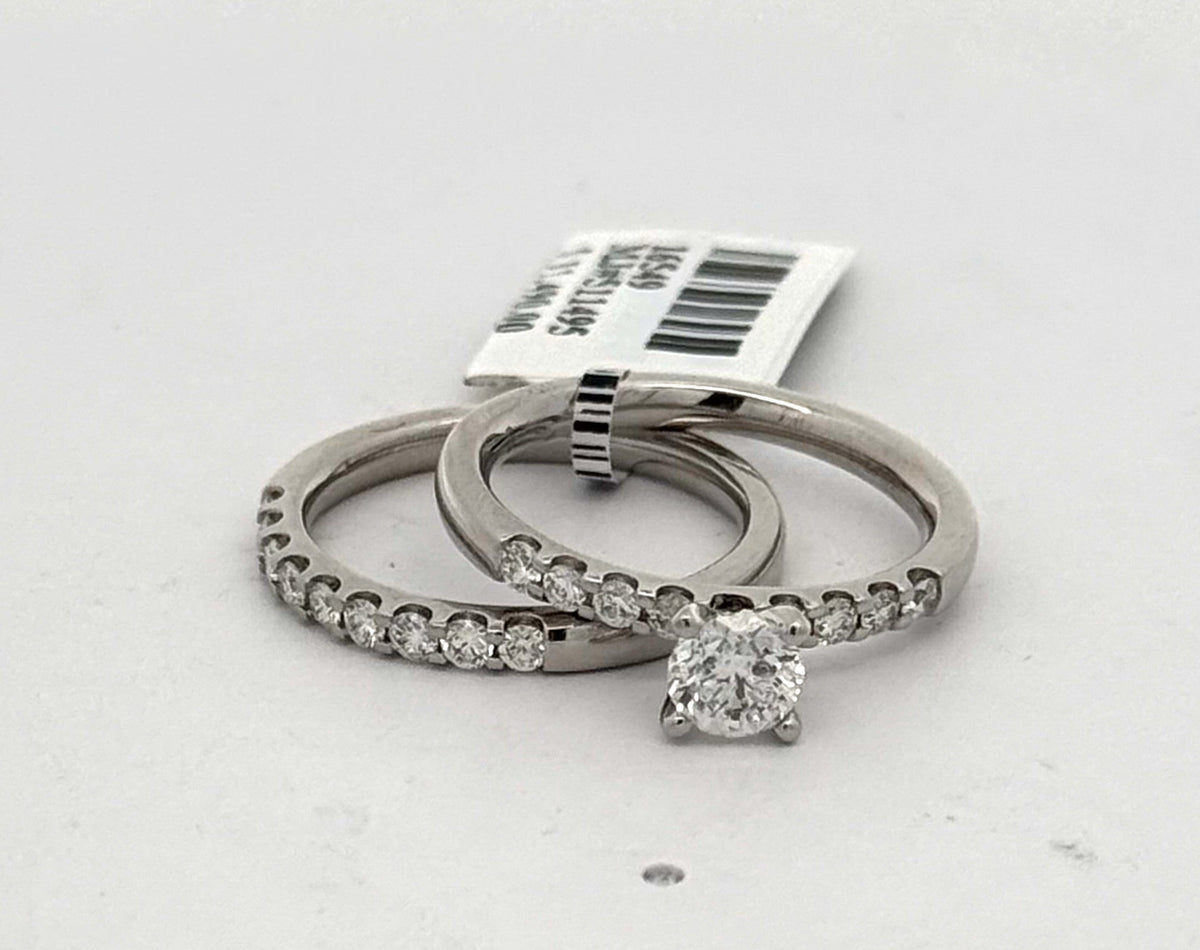 Platinum 1.50 CT Diamond Engagement Ring Set, Size 7, 9.3gm, S16549