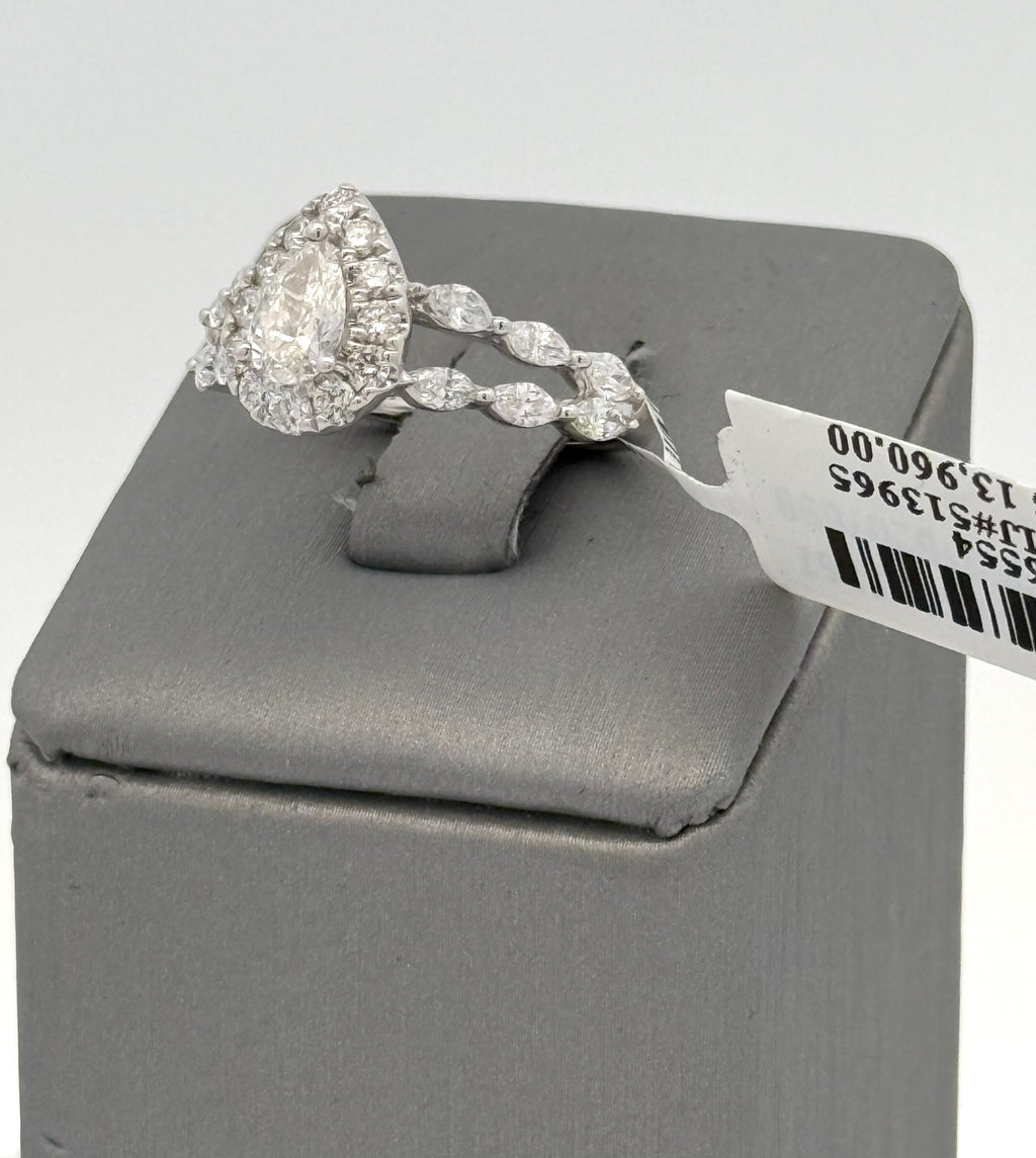 10k White Gold 1.85CT Pear Shape Diamond Engagement Ring, 4.0gm, S16554