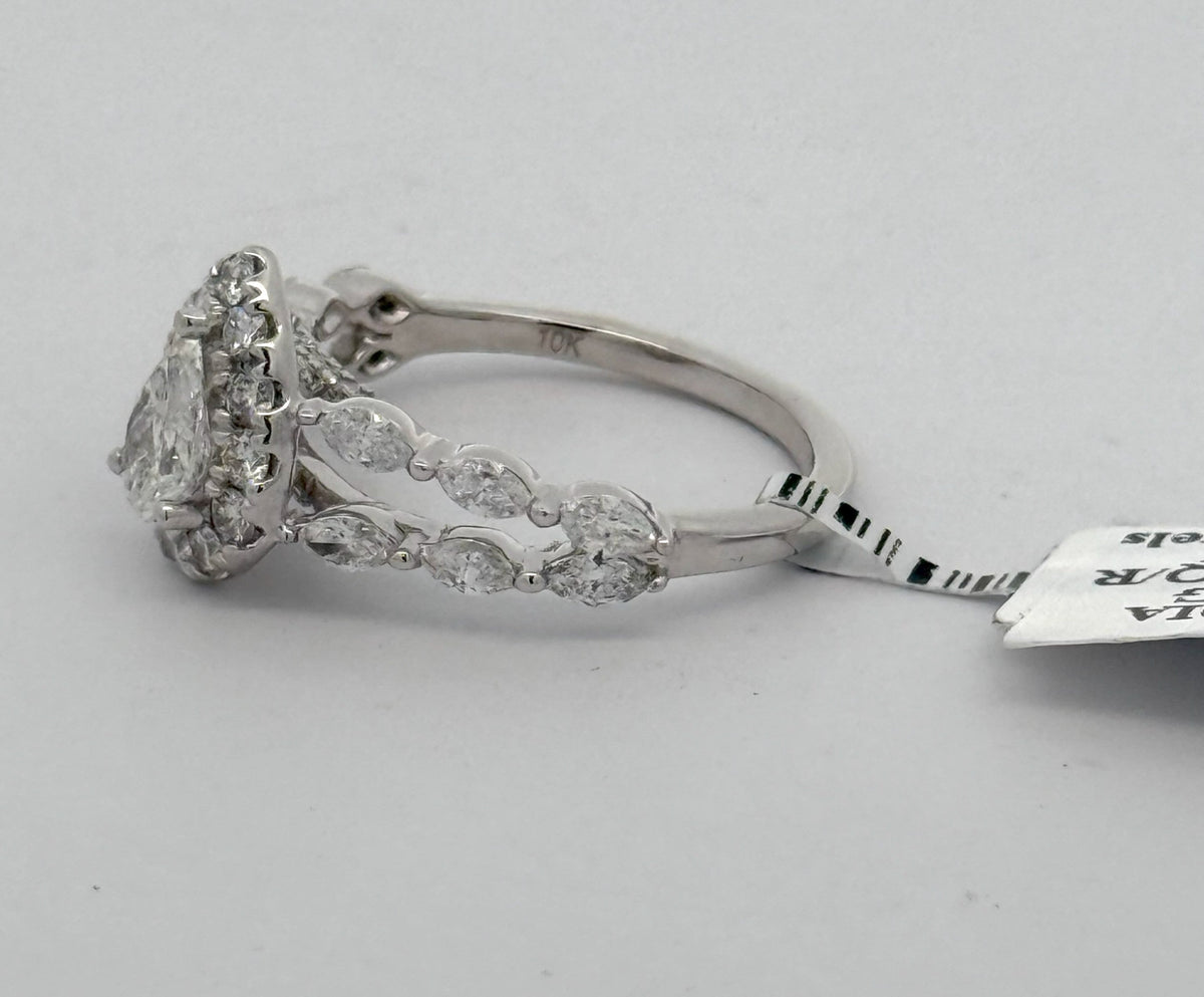 10k White Gold 1.85CT Pear Shape Diamond Engagement Ring, 4.0gm, S16554