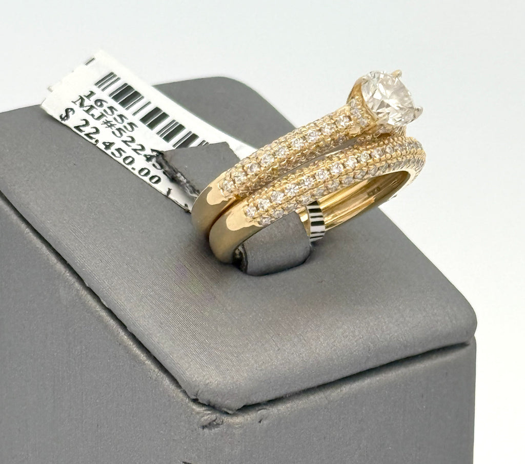 14k Yellow Gold 2.50CT Diamond Engagement Ring Set, Size 6.75, S16555