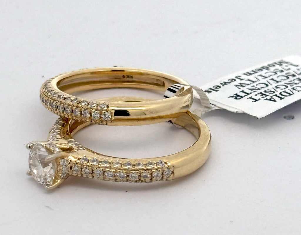 14k Yellow Gold 2.50CT Diamond Engagement Ring Set, Size 6.75, S16555