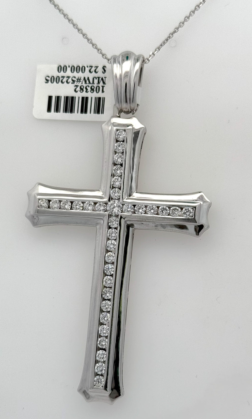 Men's 14k White Gold 2.00 CT Diamond Cross, 22.6gm,S108382