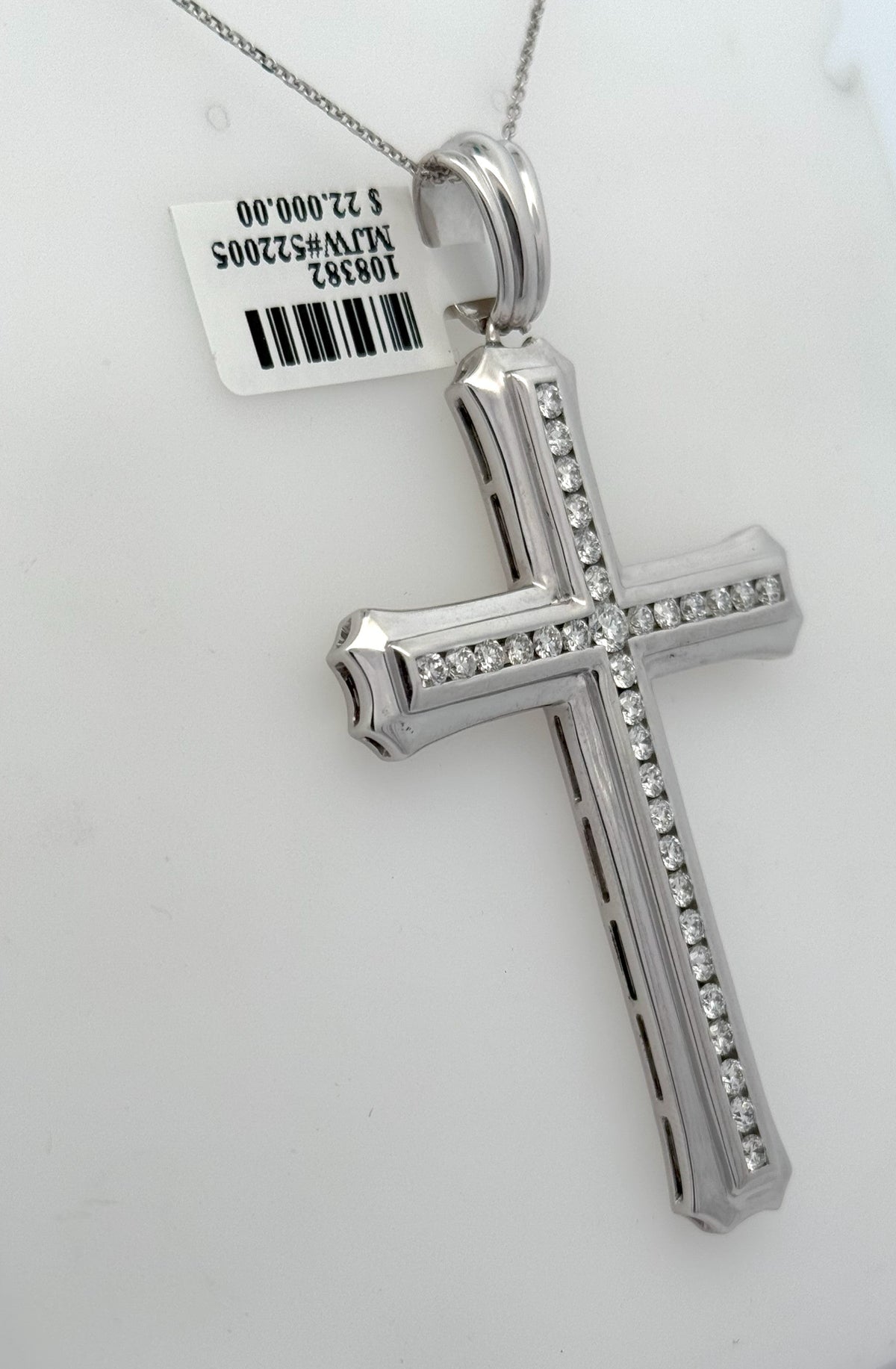 Men's 14k White Gold 2.00 CT Diamond Cross, 22.6gm,S108382