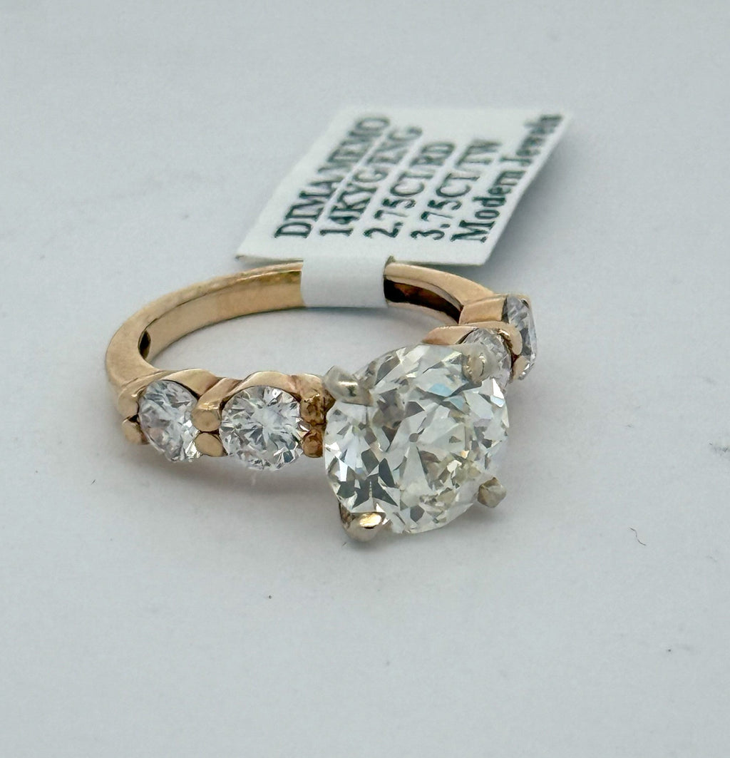 14k Yellow Gold 3.75 CT Diamond Engagement Ring, 3.4gm, S16452