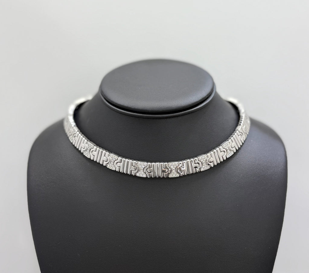 Vintage 18K White Gold Bulgari Parentesi Necklace, 137.7gm, 16 Inches (Pre-owned)