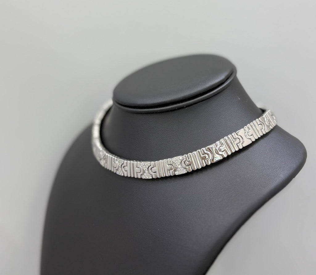 Vintage 18K White Gold Bulgari Parentesi Necklace, 137.7gm, 16 Inches (Pre-owned)